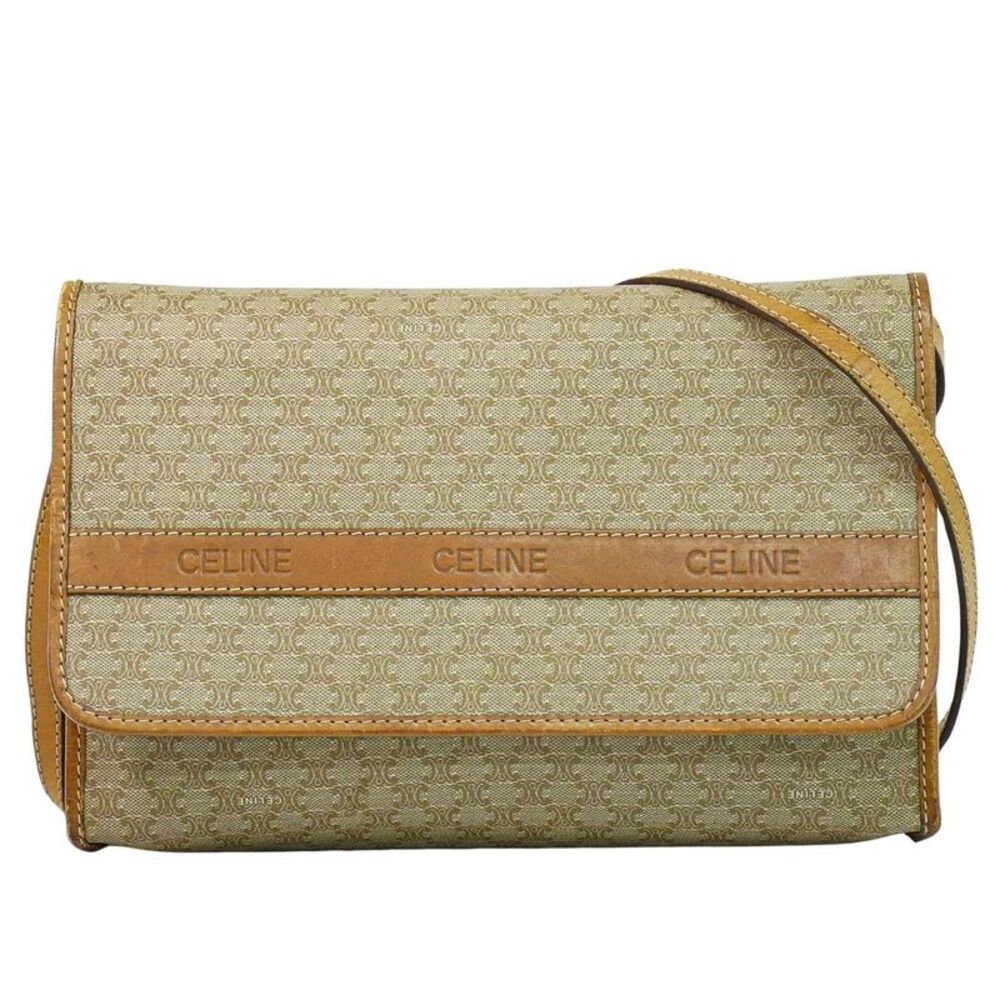 Celine Vintage Macadam Canvas Beige Canvas Shoulder Bag Bag